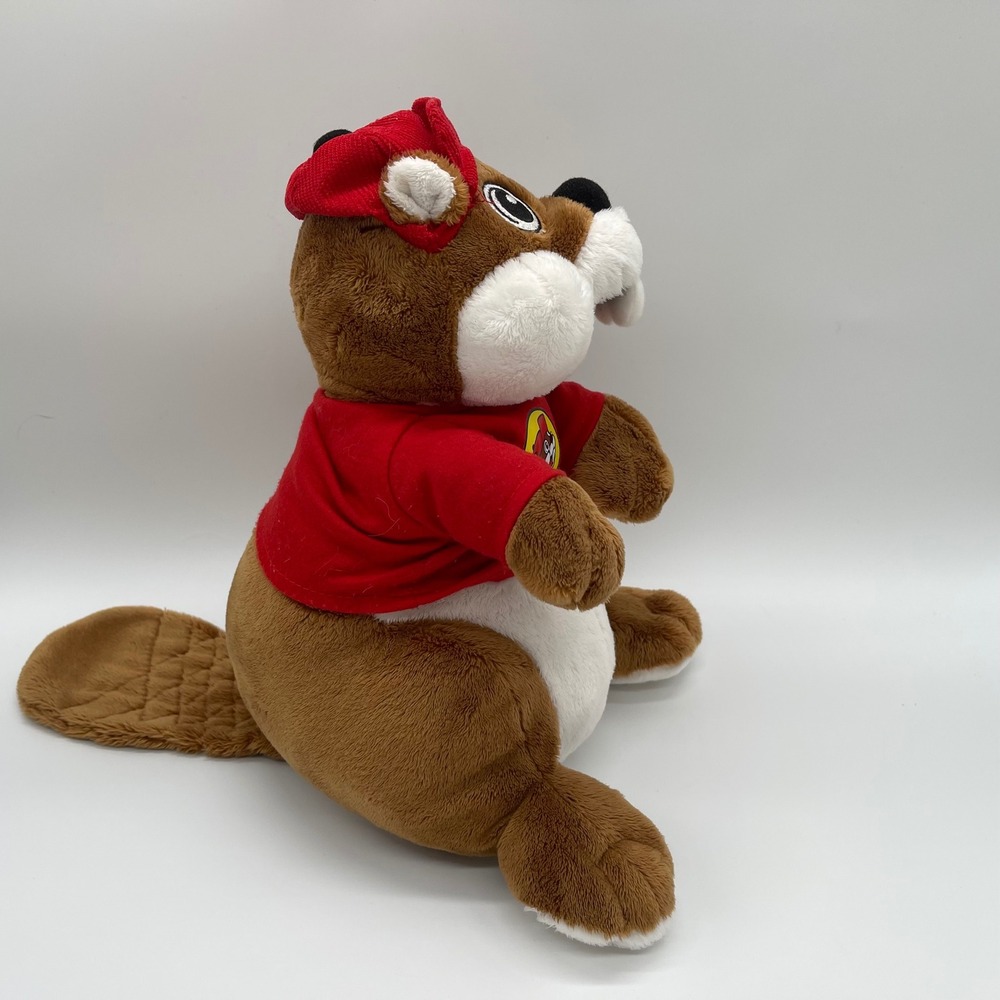 Official Buc-ee's 10" Plush Beaver Mascot by JAAG Red Shirt Corduroy Cap Texas - Picture 3 of 3